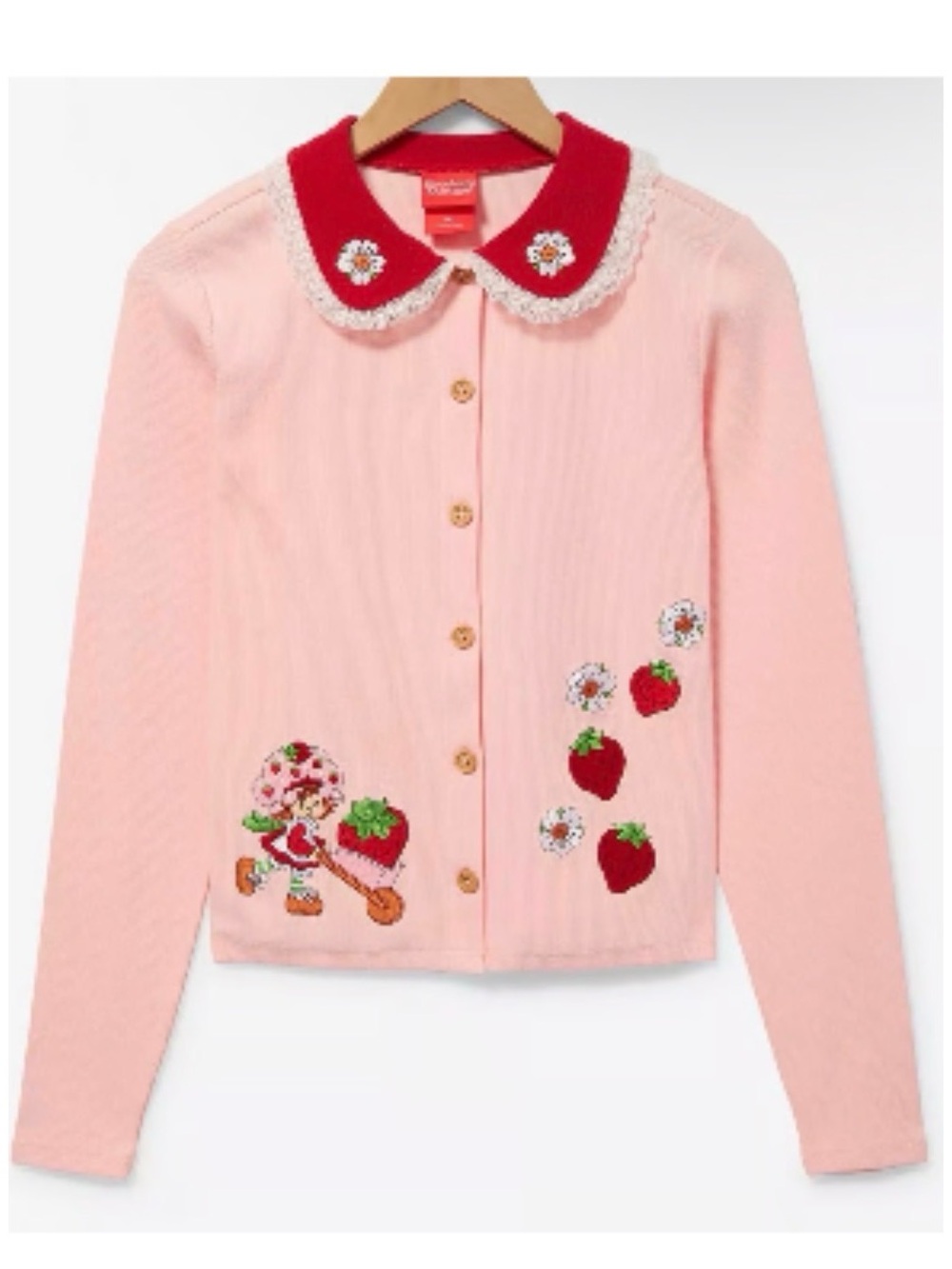 Women’s Strawberry Shortcake Embroidered Collar Cardi Size 5 NWT